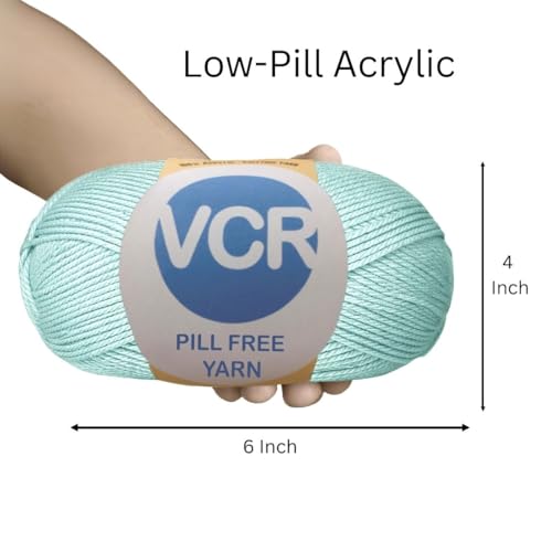 Image of VCR Powder Blue Yarn, Pill-Free Soft Knitting Yarn, 100 Grams Hank, 263 Meters Length, Low-Pill Acrylic Yarn, Soft Crosia Threads, Pack of 1, Suitable for Beanies, Caps and Gloves