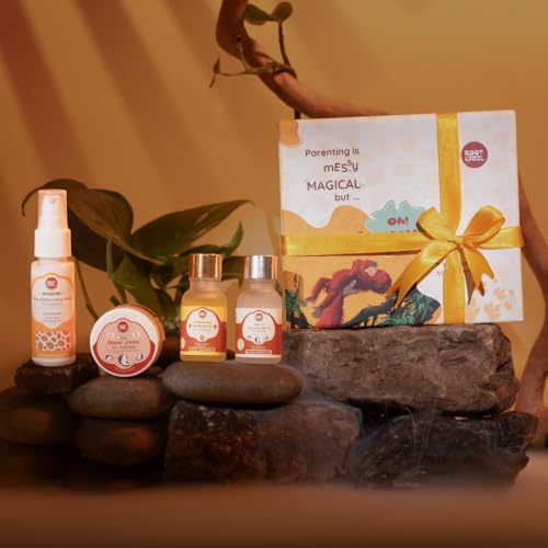 Image of ROOT and SOIL Newborn Baby Care Gift Set | Baby Kit for New Born Boys & Girls | Natural Baby Gift Pack with Almond Oil, Lotion & Coconut-Based Essentials | 0+ Months