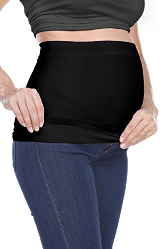 La Reve Maternity Belly Band Seamless Waistband for all Stages of Pregnancy Black Medium