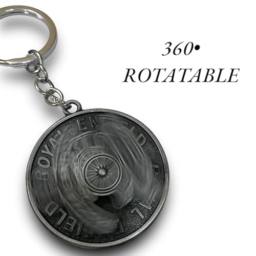 AutokraftZ Metallic Black Rotating Keychain for Ro-yal Bu-llet Classic Bike, Compatible with Ro-yal En-field, Bike Keyring for Men, Durable and Stylish Motorcycle Accessory (Bike Keyrings)