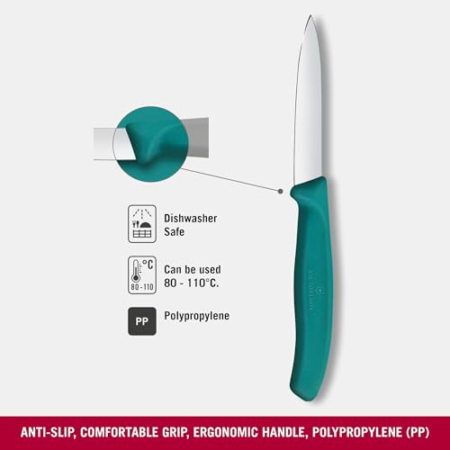 Image of Victorinox Swiss Made Stainless Steel Swiss Classic Paring Knife, Straight Edge, Kitchen Tool, Kitchen Item, 8 cm, Green, 6.7604.C1