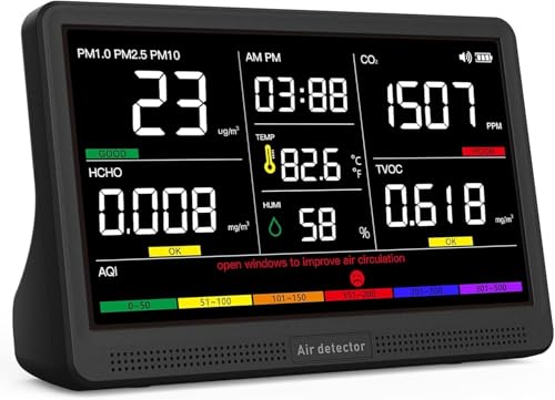 Professional Indoor Air Quality Monitor with 7X AQI Beep Alarms,1...