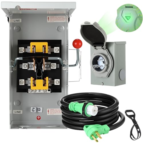 Kanayu 50 Amp Generator Transfer Switch Kit, Includes 100 Amp Manual Transfer Switch, Ss2-50r Inlet Box, 15 ft 14-50p to Ss2-50r Power Cord for Generator Winter Backup Indoor Outdoor Use, Etl Listed