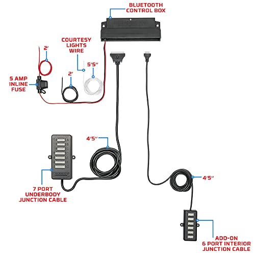 Ledglow 4Pc Bluetooth Million Color Led Underbody Underglow & 6Pc Interior Footwell Accent Lighting Kit For Cars - Smartphone App - Courtesy Lights - Create Any Color - Control Box #TOP7