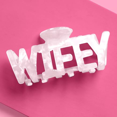 xo Fetti Wifey Claw Hair Clip - White Marble Acrylic | Bachelorette Accessory Bride Gift Bridal Shower Wedding Day Bride to Be