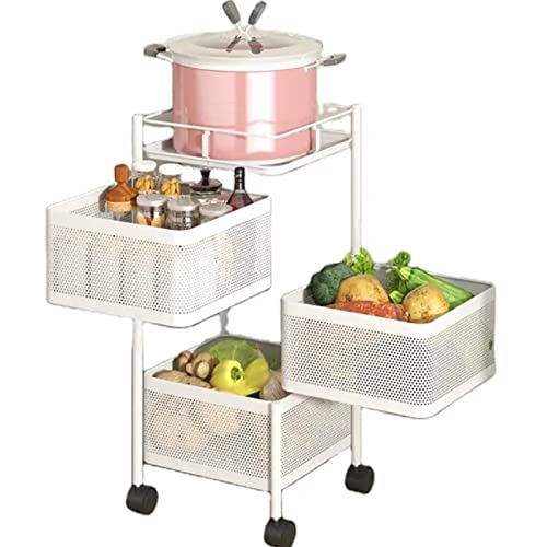 Estante giratorio para verduras de 94x28cm Bianco con estantes múltiples de pie