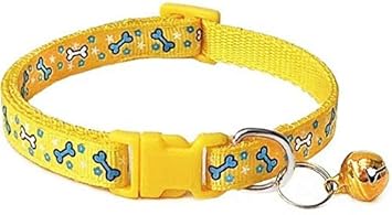 PSK PET MART Printed (18-30 cm) Adjustable Small Cat Everyday Collar,Small, (Yellow), Polyester, (Pack of 1)