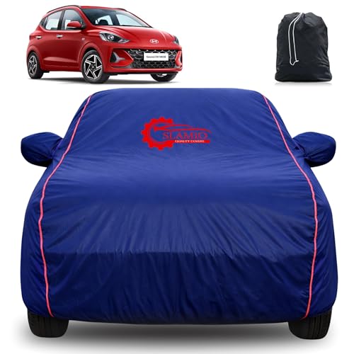 Image of 100% Waterproof Car Cover for Hyundai's i10 2019-2026 | All-Weather, Dustproof & UV Protection | Heavy-Duty 3-Layer Fabric | Custom Fit with Mirror & Antenna Pocket | Navy Blue
