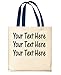 Custom Canvas Tote Bag Your Text 3 Lines Unique Message Gifts Customized Navy Handle Canvas Tote Bag