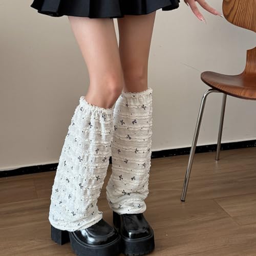Image of YELAIVP Kawaii Leg Warmers Y2K Knit Lace up Leg Warmers Cute Japanese Harajuku Lolita Leg Warmer for Women Girls