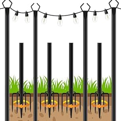 LETIANPAI 4 Pack String Light Poles,10 Ft Light Poles for Outside String Lights,Outdoor Lights Pole with Fork,Metal Poles Stand for Patio Deck Backyard