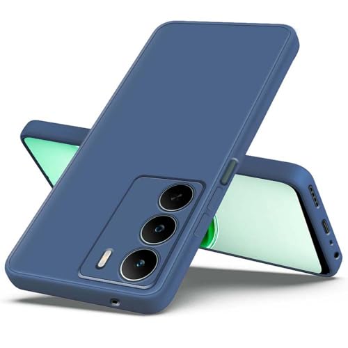 Image of Fashionury Liquid Silicon Back Cover for Realme P3 Lite 5G / Narzo 80 Lite 5G / Realme C73 5G / Realme C75 5G | Camera Protection | Anti-Fingerprint | Inner Velvet Fabric | Ultra Slim Case (Blue)