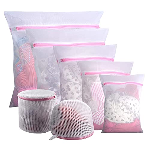 Image of Mesh Laundry Bags for Washing Machine Zippered Delicates Washing Bag for Clothes, Underwear, Jackets, Sweaters, Socks Reusable Protective Mesh Wash Bag