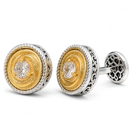 Image of Cuff Links Mens, Cufflinks for Men, Men's Cuff Links for Wedding, Business, Father's Day, Gift for Men, 18K Gold Plated with Luxury Wooden Gift Box
