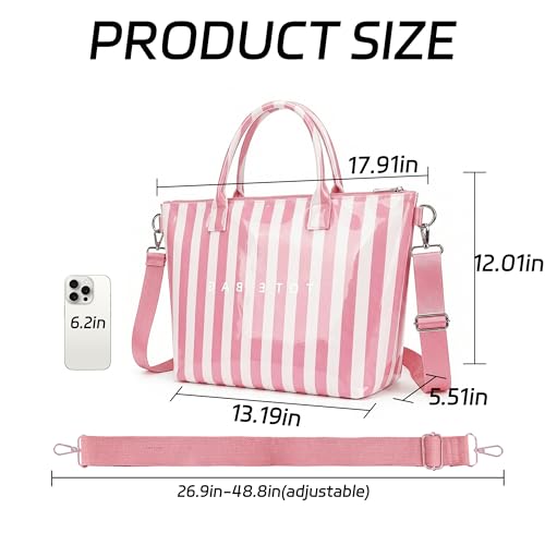 Image of GISMTR Large PVC Tote Bag for Women Letters Print Handbags Kraft Paper Shoulder Bag for Work Travel