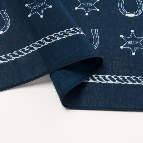GT BANDANA 22"x22" Vintage Cowboy Cotton Bandana Multi-Purpose Headbands (Navy) - Thumbnail 3