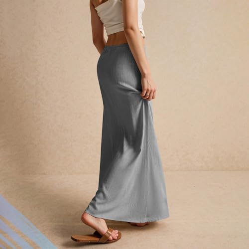 Womens Linen Maxi Skirts Drawstring Waist a Line Skirts, Cute Vacation Boho Long Flowy Skirts, Maxi Skirts for Women Summer3