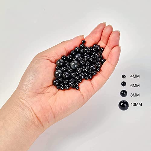 Image of 51pcs Natural Beads Round Gemstone Beads Obsidian Loose Beads for Jewelry Making 8 MM || Feng Shui || Gemstone || Reiki || Healing || ओब्सीडियन