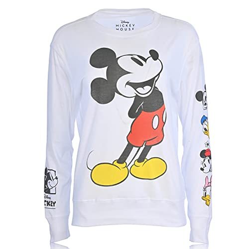 Disney Ladies Mickey Mouse Fashion Shirt Mickey Mouse Cropped Crewneck with Sleeve Print