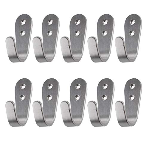 10 Stück Haken für Mantel, Hut, Einzelhaken, Edelstahl, strapazierfähige Wandhalterung für Handtaschen, Regenschirme, Handtücher.