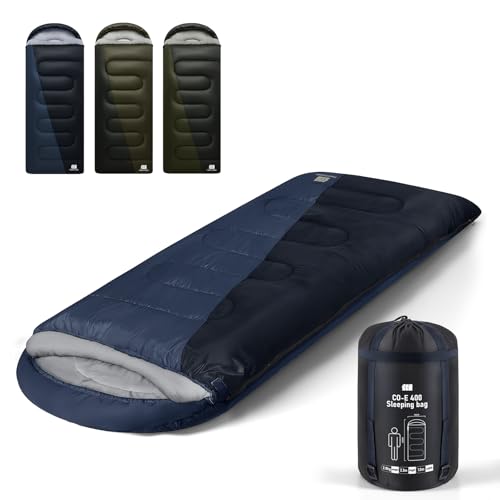 Bolsa de dormir XXL para invierno para adultos, bolsa para camping para niños con saco compresor, equipo para camping 4 estaciones para senderismo, viajes, exterior, mochilero, escalada miniatura 1