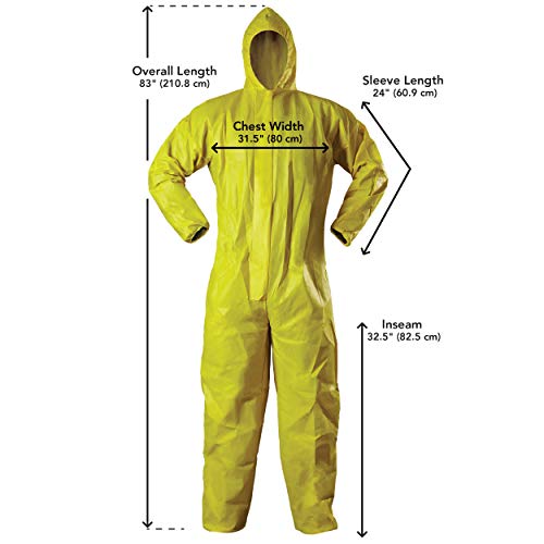 Image of Venom Steel Disposable Chemical Splash Industrial Coverall, Hooded, Elastic Wrist and Ankles, Yellow (XXL)