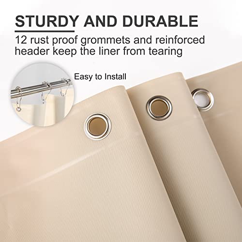 AmazerBath Shower Curtain Liner, 72x72 Tan Shower Curtain Liner, Cute Plastic Shower Curtain Liner, Lightweight Waterproof PEVA Khaki Shower Curtains for Bathroom with Magnets and 12 Grommet Holes - 7