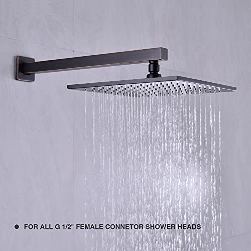 Square Shower Arm With Flange 16 Inch Wall Mounted Rainfall Shower Head Extension Arm For Low Profile Bathroom, Stainless Steel, Oil Rubbed Bronze #TOP4