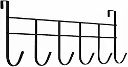 Cabideiro De Metal Para Porta Com 6 Ganchos Cabide Organizador Para Roupas Bolsas Toalhas E Organização De Quartos E Banheiros (Preto)