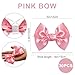 FAKILO 30pcs Twist Tie Bows 5 inch Pink Satin Ribbon Premade Bows with Adhesive for Crafts Sewing Cake Candy Apples Treat Gift Bags Christmas Wedding Gift Wrapping
