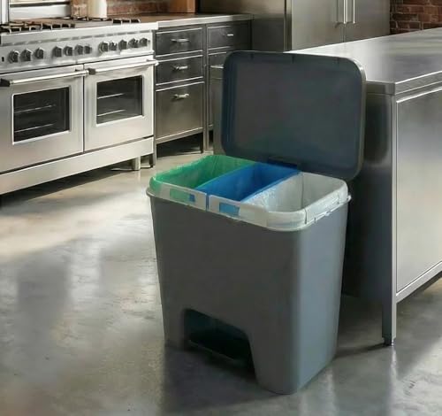 Miniatura 9 de Denox Cubo De Reciclaje 45l Sin Separadores Interiores Con Sistema Clickbag Para Hasta 3 Bolsas Y Dos Modos De Apertura. Color Antracita Con Diseño Compacto Y Fácil Reciclaje