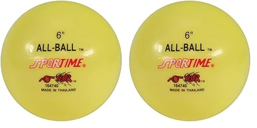 Sportime Multi-Purpose Inflatable All-Ball, 6 Inches, Yellow - 009089, 1 Count (Pack of 2)