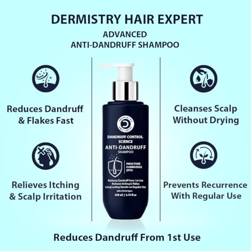 Image of inch Dermistry Anti-Dandruff Contol Hair Shampoo & Mask Climbazole Piroctone ZPTO for Dryness Flakes Itching Exfoliates Oily Itchy Scalp For Dry Frizzy Curly All Hair Type Men Women 400ML inch