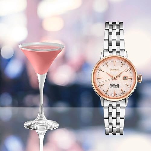 Image of SEIKO SRE012 / SRE012 / SRE012 Presage Cocktail Time Womens Watch - Stainless /Rose Gold, Silver, Modern