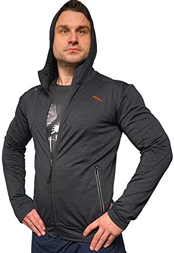Khroom Sport Trainingsjacke Slim Fit mit Kapuze, Belüftung, Taschen & Reflektoren am Reißverschluss - Perfekt für Gym, Fitness & Sport als Laufjacke, Sportjacke, Sweatjacke (M)