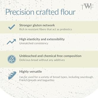 TWF Bread Flour T55 (5kg) - Premium Unbleached All Purpose Flour for Breads, Buns & Pizzas | Ideal for Home Baking | Maida Alternative | Bake Perfect Breads Everytime