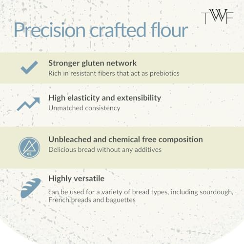 Image of TWF Bread Flour T55 - Premium Unbleached All Purpose Flour for Breads, Buns & Pizzas | Ideal for Home Baking | Bake Perfect Breads Everytime 2 Kg (Pack of 2)