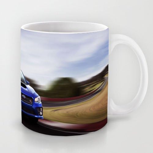 Wonderful Gift Choice - White 11 oz Classic White Ceramic Mugs Cutom Design with Subaru Wrx Sti Blue Movement Speed Coffee Mugs/Tea Mugs/Drink Cups - Dishwasher and Microwave Safe