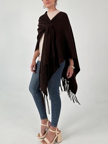 CATCHY & CRAFTY Women's Shawl Wrap Poncho Ruana Cardigan Stylish Cape for Women Open Front Sweater Blanket Holiday Gifts4