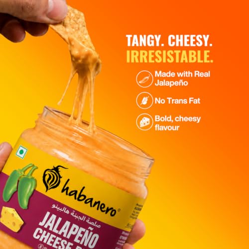 Image of Habanero Jalapeno Cheese Dip 300gm | Use as a Salad Dressing, Dip, Spread on Bread for Cheesy Creamy Sandwich, 100% Vegetarian I Extra Creamy and Delicious I With A Kick of Jalapeno