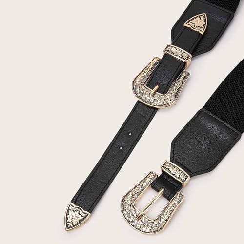 Women Elastic Waist Belt,Stretch Buckle Belt for Dancing Events Family Banquets2