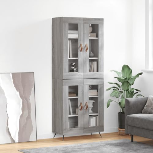 FOZICV Armario de cocina multifunción para armarios auxiliares, armario de almacenamiento, diseño sencillo y práctico, decoración del hogar, muebles de interior, gris Sonoma, 69,5 x 34 x 180 cm