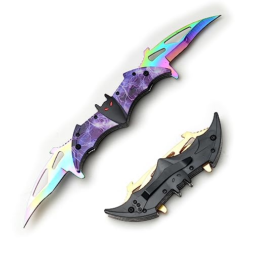 Snake Eye Tactical Dual Blade Bat Designed Action Assisted Folding Pocket Knife Outdoors Hunting Camping Fishing. (PRBD2) - Snake Eye Tactical
