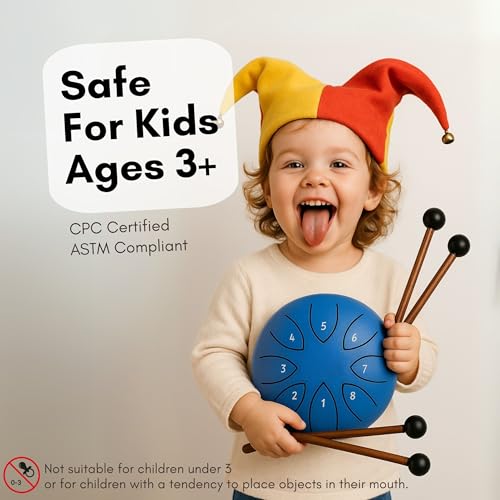 Steel Tongue Drum For Kids, Magic Calm Drum 6 Inch 8 Notes With Sing-A-Long Storybook And Songbook, Drums, Music Toys, Musical Instruments for Kids Ages 5-9, Anger Management Gifts