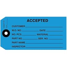 1000 Pack Ryan IT1001 Accepted Tags, Size #5, Blue 4-3/4" x 2-3/8"