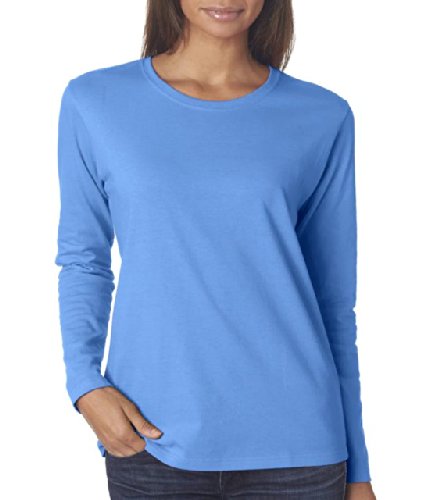 Misses heavy cotton long sleeve t-shirt. (Carolina Blue) (X-Large)