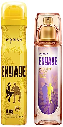 Image of Engage W2 Fresh Perfume Spray For Women, 120Ml & Tease Deodorant For Women, 150Ml /100G (Weight May Vary)