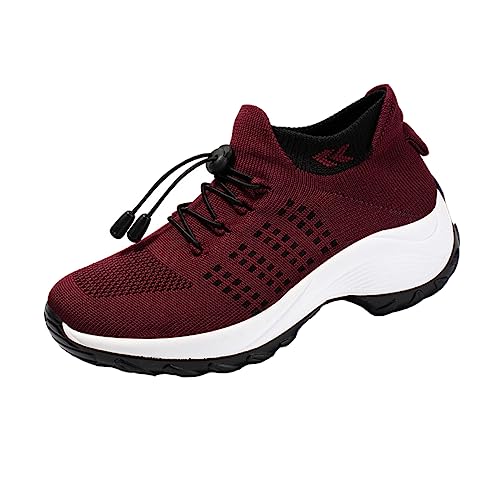 Chaussures de Sport Fly Knitting Rouges pour Femme FRCOLOR