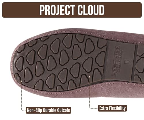 Image of Project Cloud 100% Genuine Leather Slippers for Women - Fur Lined Outdoor Slippers for Women Footwear with Memory Foam - Stylish Womens Moccasin (Cathi)