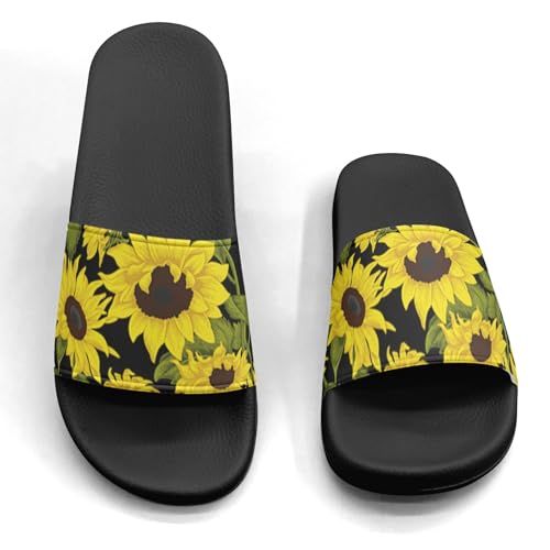 Pitovozu Beautiful Yellow Sunflowers Slippers for Women Men Comfotable Sandals Non Slip Home Bedroom Pool Shower Outdoor Slide Slippers4